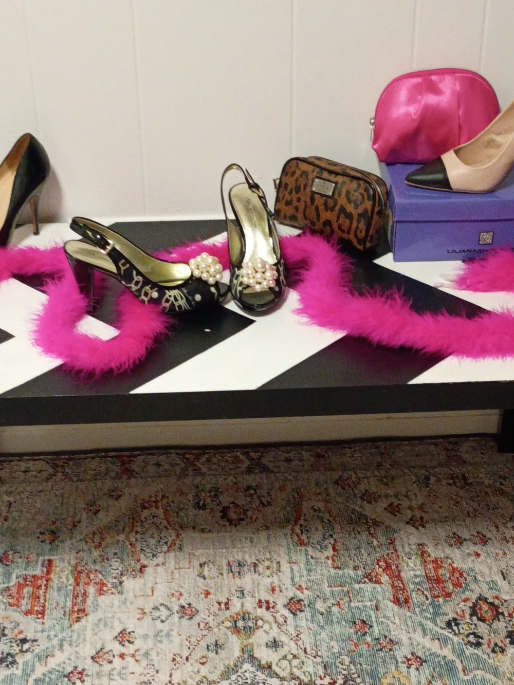 Anne Klein Black Slingback Heels with Pearl Accent